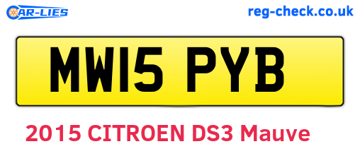 MW15PYB are the vehicle registration plates.
