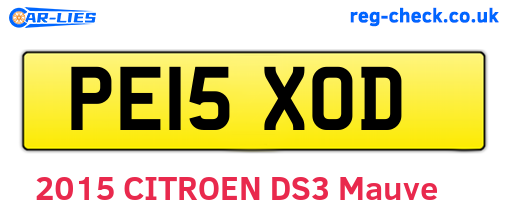 PE15XOD are the vehicle registration plates.