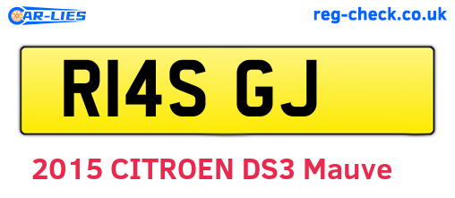 R14SGJ are the vehicle registration plates.
