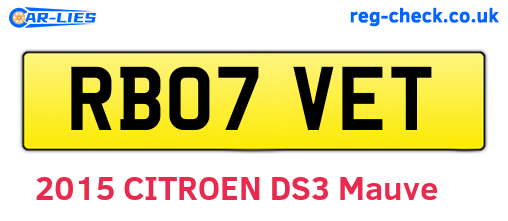 RB07VET are the vehicle registration plates.