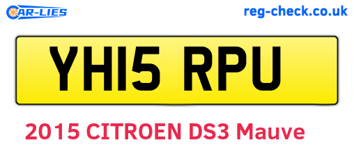 YH15RPU are the vehicle registration plates.
