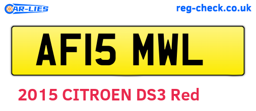 AF15MWL are the vehicle registration plates.