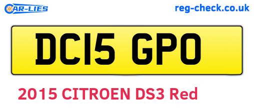 DC15GPO are the vehicle registration plates.