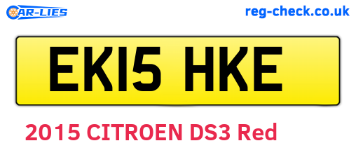 EK15HKE are the vehicle registration plates.