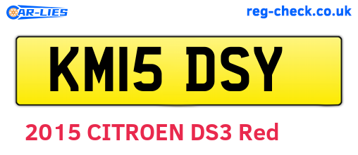 KM15DSY are the vehicle registration plates.