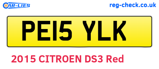 PE15YLK are the vehicle registration plates.