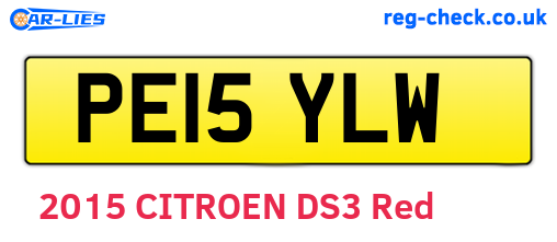 PE15YLW are the vehicle registration plates.
