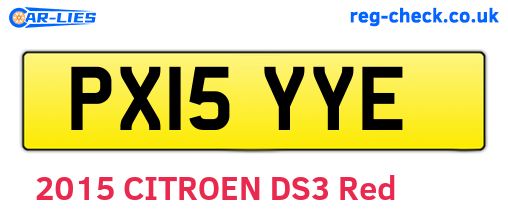 PX15YYE are the vehicle registration plates.