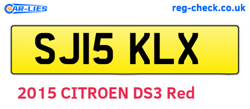SJ15KLX are the vehicle registration plates.