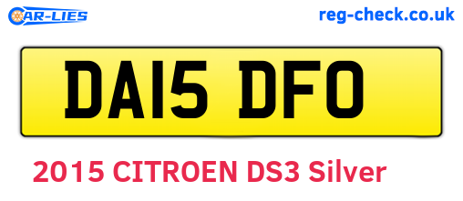 DA15DFO are the vehicle registration plates.