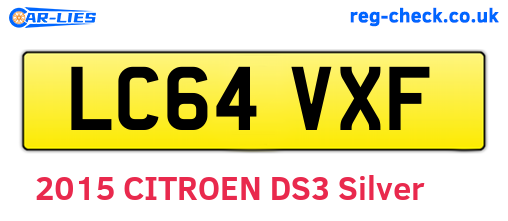LC64VXF are the vehicle registration plates.