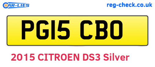 PG15CBO are the vehicle registration plates.
