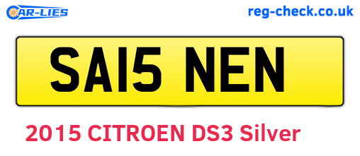 SA15NEN are the vehicle registration plates.