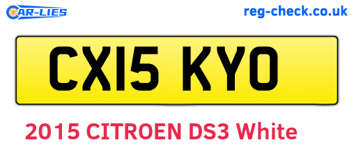 CX15KYO are the vehicle registration plates.