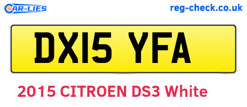 DX15YFA are the vehicle registration plates.