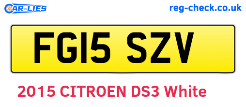 FG15SZV are the vehicle registration plates.