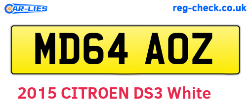 MD64AOZ are the vehicle registration plates.