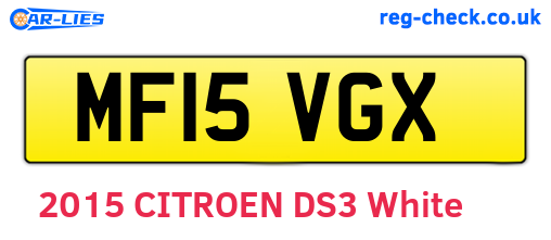 MF15VGX are the vehicle registration plates.