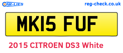 MK15FUF are the vehicle registration plates.
