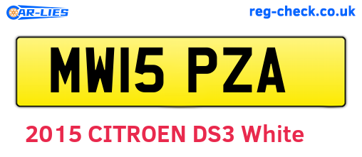 MW15PZA are the vehicle registration plates.