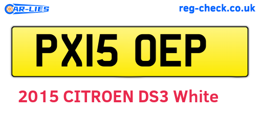 PX15OEP are the vehicle registration plates.