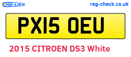 PX15OEU are the vehicle registration plates.