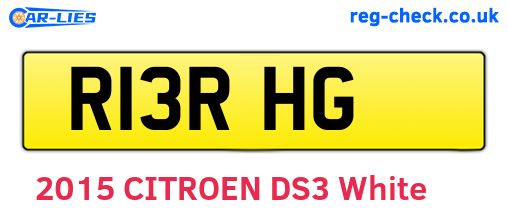 R13RHG are the vehicle registration plates.