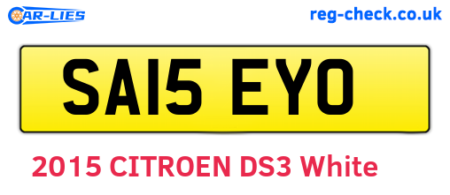 SA15EYO are the vehicle registration plates.