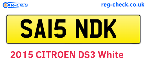SA15NDK are the vehicle registration plates.
