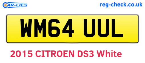 WM64UUL are the vehicle registration plates.