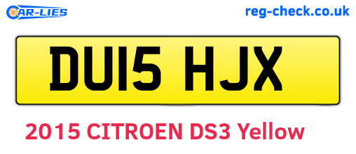 DU15HJX are the vehicle registration plates.