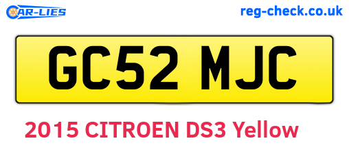 GC52MJC are the vehicle registration plates.