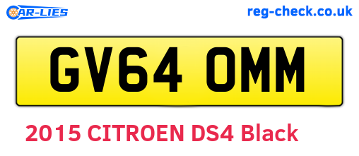 GV64OMM are the vehicle registration plates.