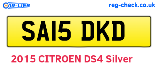 SA15DKD are the vehicle registration plates.