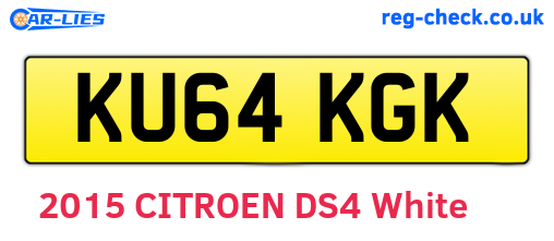 KU64KGK are the vehicle registration plates.