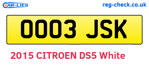 OO03JSK are the vehicle registration plates.