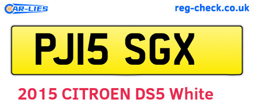 PJ15SGX are the vehicle registration plates.