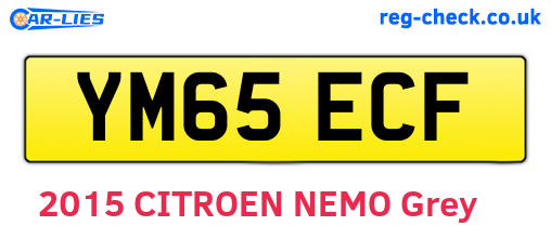 YM65ECF are the vehicle registration plates.