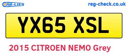 YX65XSL are the vehicle registration plates.