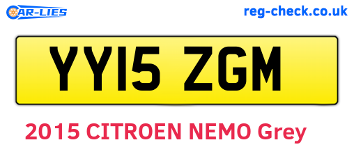 YY15ZGM are the vehicle registration plates.