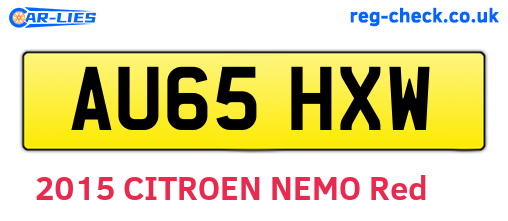 AU65HXW are the vehicle registration plates.