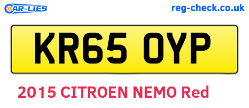 KR65OYP are the vehicle registration plates.