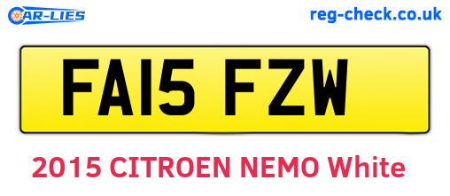 FA15FZW are the vehicle registration plates.