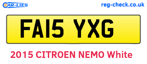 FA15YXG are the vehicle registration plates.