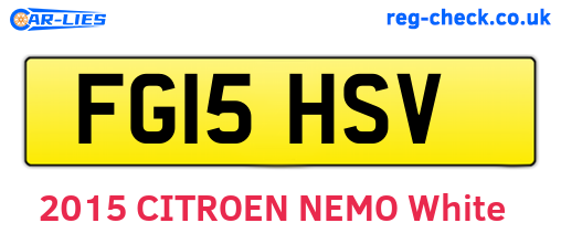 FG15HSV are the vehicle registration plates.