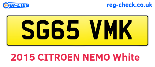 SG65VMK are the vehicle registration plates.