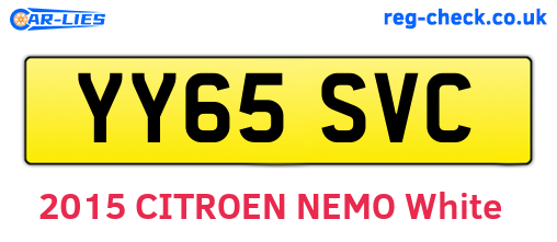 YY65SVC are the vehicle registration plates.