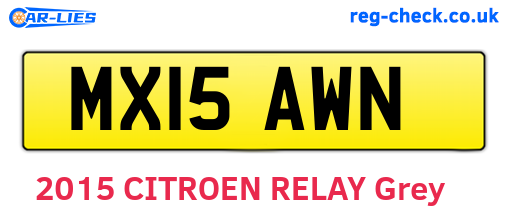 MX15AWN are the vehicle registration plates.