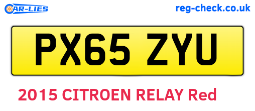 PX65ZYU are the vehicle registration plates.