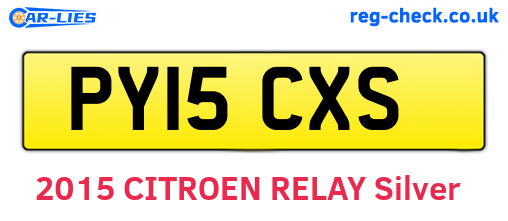 PY15CXS are the vehicle registration plates.